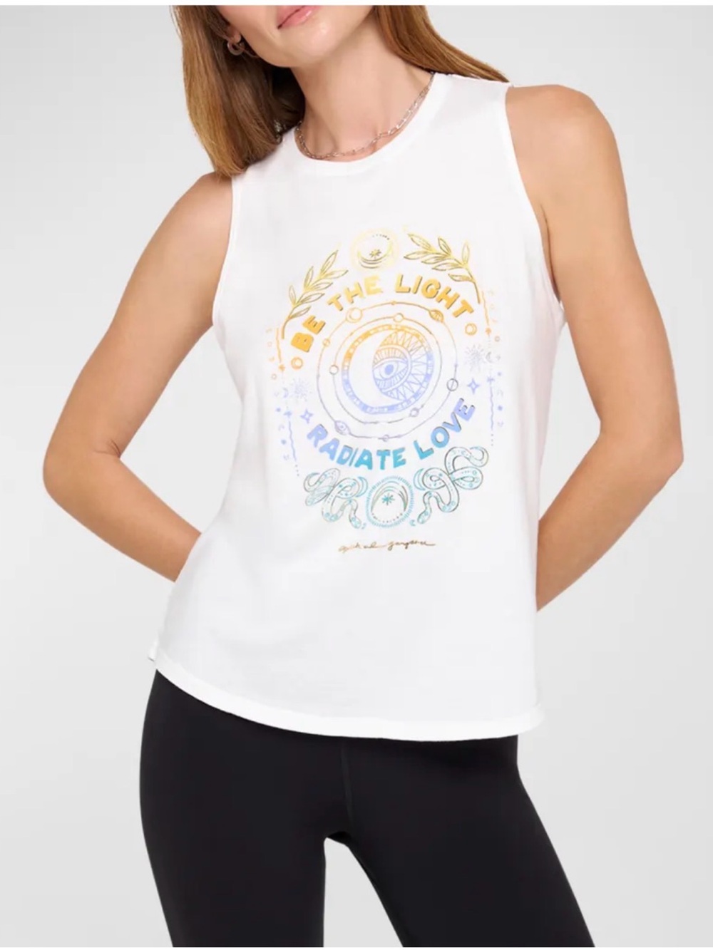 Spiritual Gangster White Tank Top with Rainbow Graphic